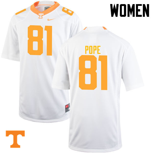 Women #81 Austin Pope Tennessee Volunteers College Football Jerseys-White - Click Image to Close